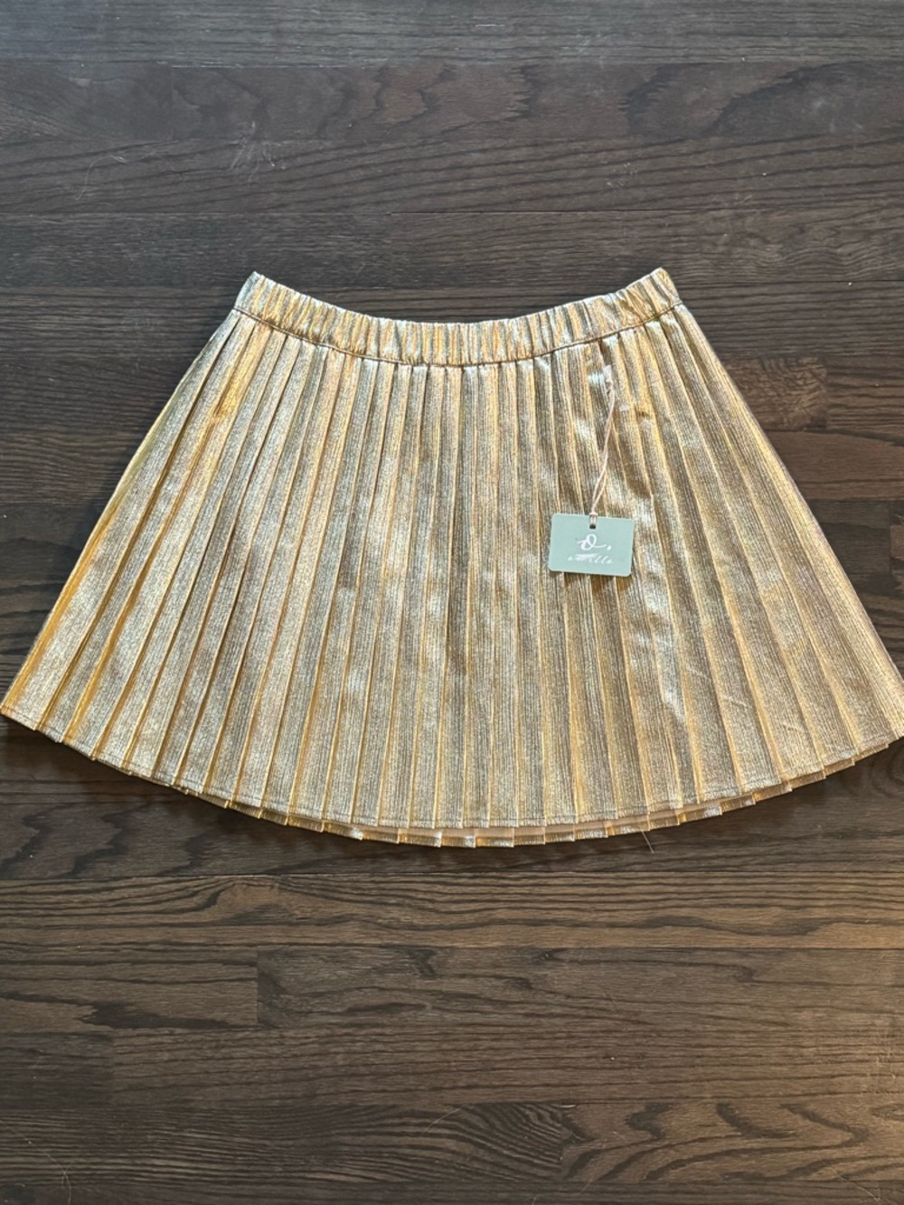 Metallic Gold Pleated Skater Skirt - Brand:
